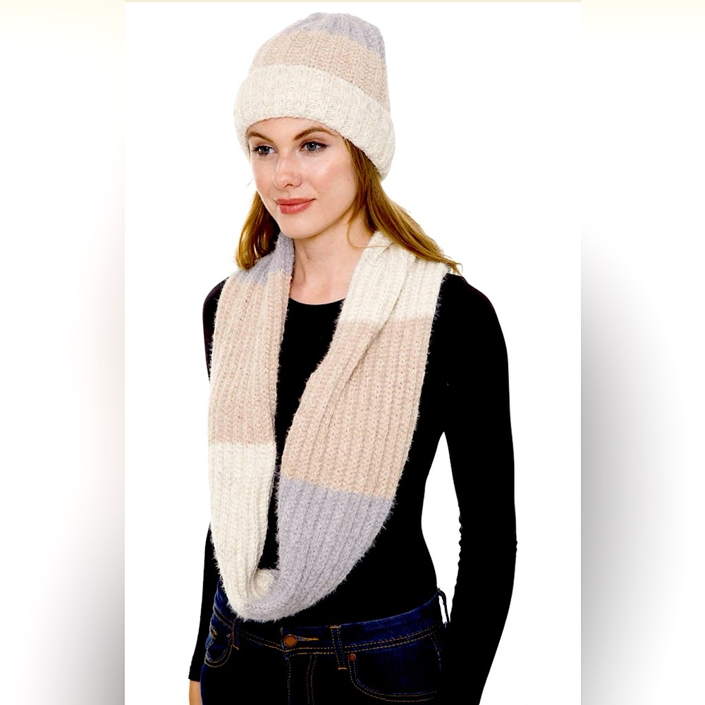 Knitted Beanie & Scarf Set